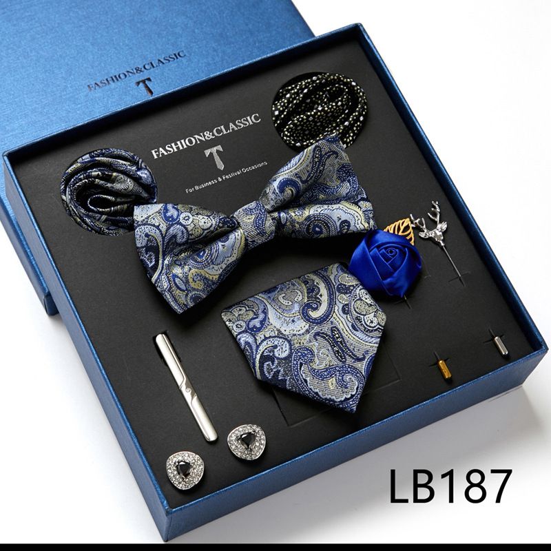 Men's Ties & Handkerchiefs fashionable business solid color flower tie square scarf 8-piece combination set_voghion.com