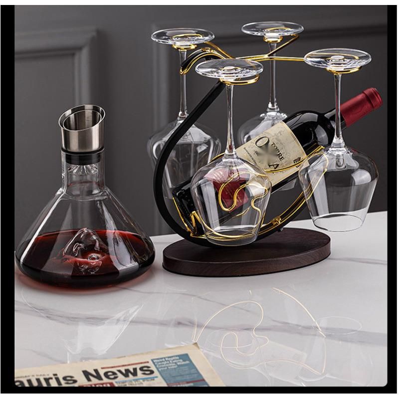Chinese Style Home Hanging High Stem Swan Ornament New Red Wine Glass Set Rack_voghion.com