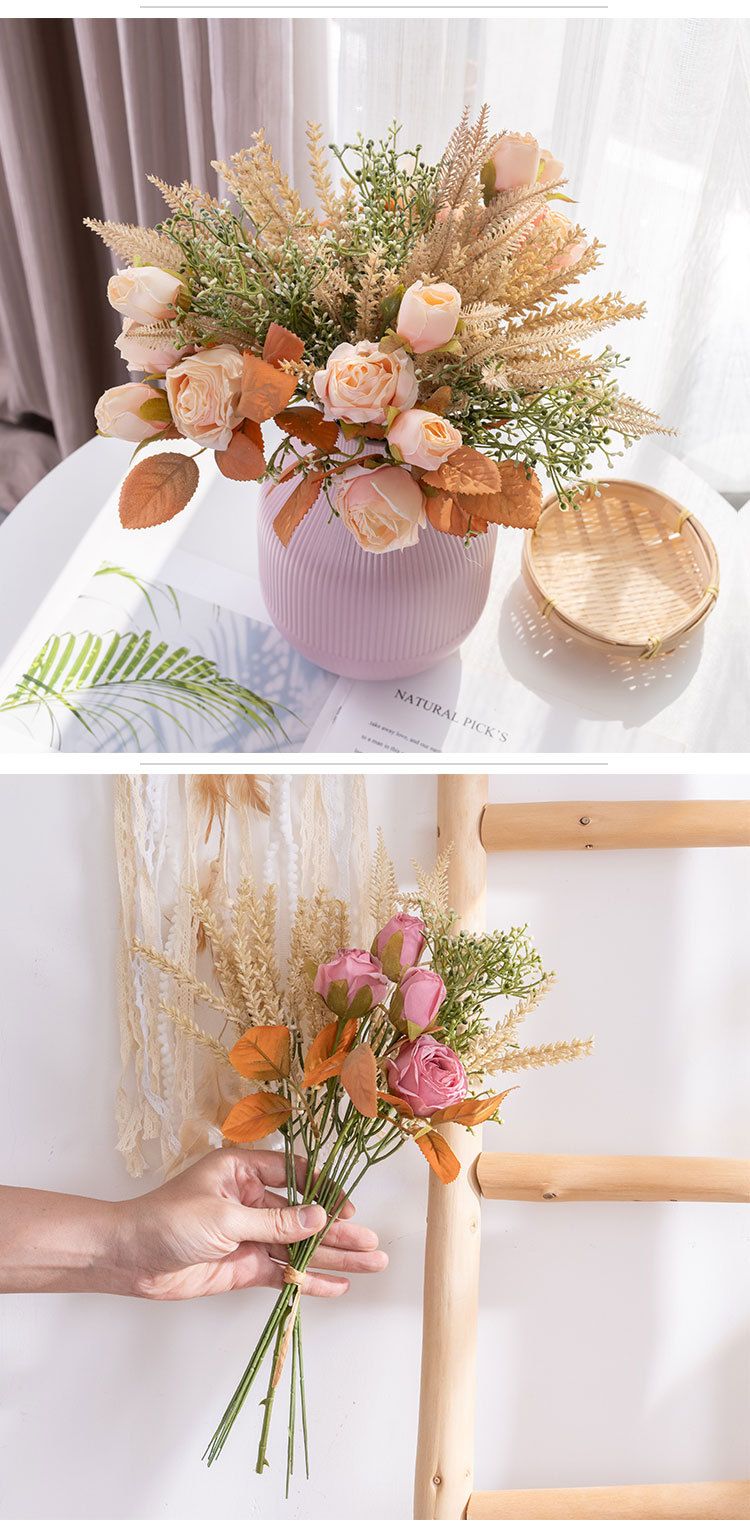 Forniture per feste e feste Fiori artificiali Rose arrostite Fiori secchi Fiori artificiali Matrimonio Stile INS Decorazione per la casa_voghion.com