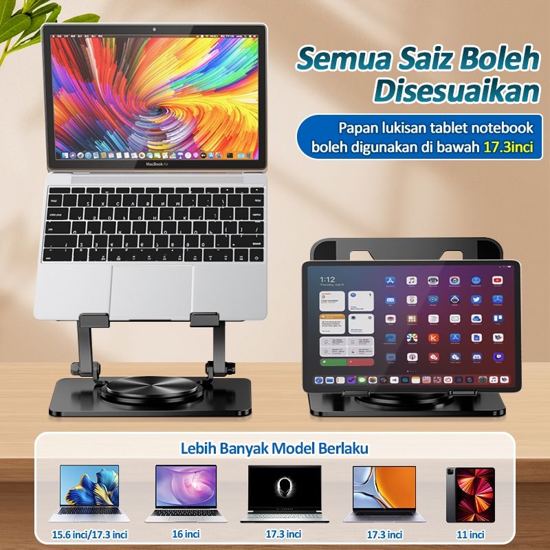 PACKONE Laptopställ Justerbart 360° Roterande Bas Ergonomiskt Hopfällbart Laptopställ För Skrivbord Silver_voghion.com