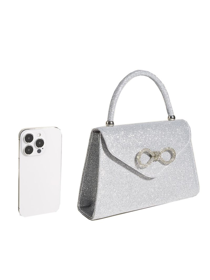 Damentaschen Abendtasche Damenkette Messenger Bag Silber Schultertasche Advanced Bow Handtasche_voghion.com