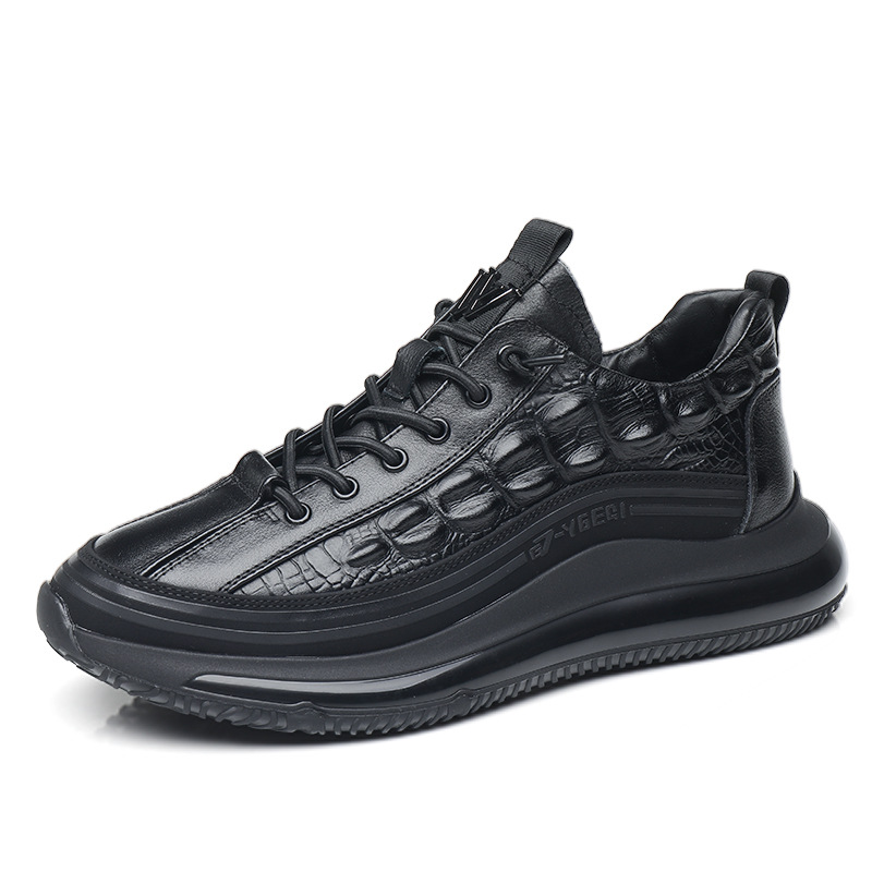 Unbeatable Quality Trendy Sports Men, Low Cut Crocodile Pattern Casual Men's Shoes, Popcorn Soft Soled Running Shoes For Men_voghion.com