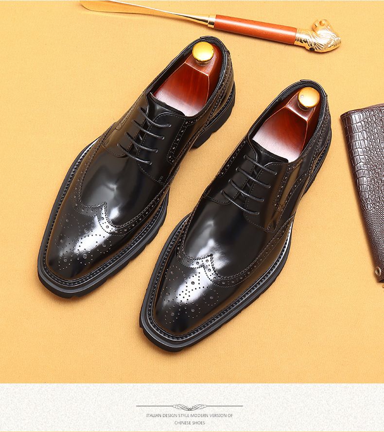 Erste Schicht Rindsleder Business Casual Herrenschuhe Britischer Stil geschnitzte Brogue Karree Doppelboden Außenhandel Abendgarderobe helle Lederschuhe_voghion.com