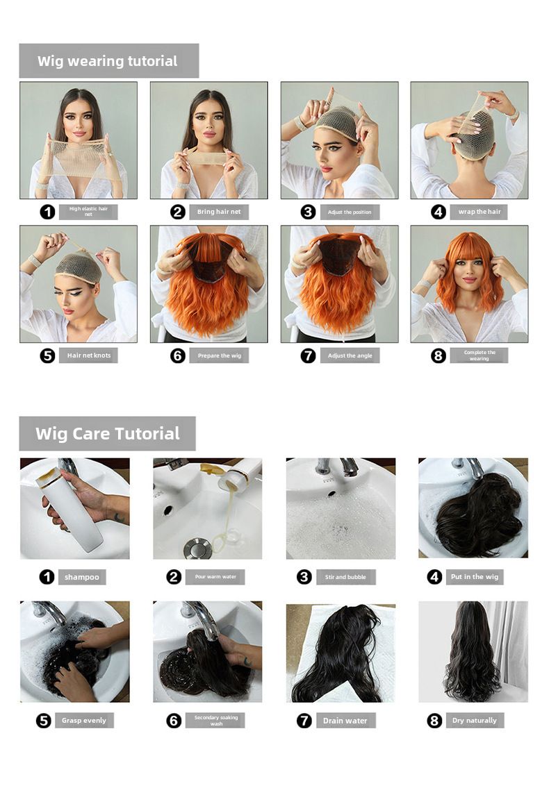Perückenstufe weiblich langes Haar Farbverlauf langes lockiges Haar Chemiefaserperücke Kopfset braun Haarspitzenfärben_voghion.com