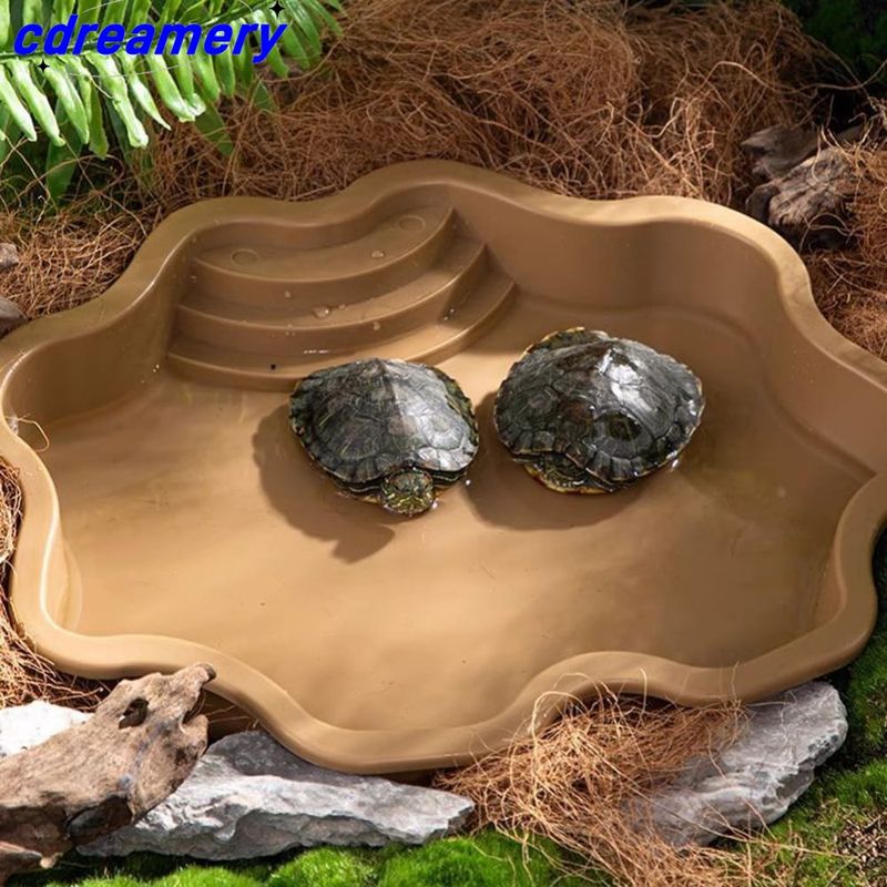 Aquatische Klettern Haustier Schildkröte Bad Pool Reptil Fütterung Gericht Wasser Topf Landschaft Aquarium Dekoration Schildkröte Lebensraum_voghion.com