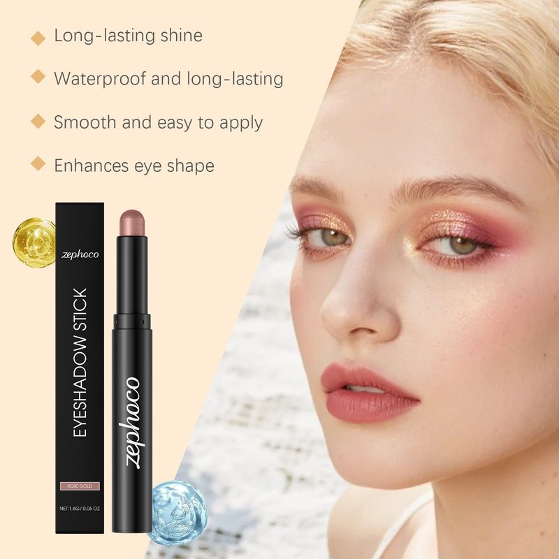 zephoco Roségold-Lidschattenstift, glänzend, glatt, zart, leicht aufzutragen, für jeden Tag, für Verabredungen, natürlich, langanhaltend_voghion.com