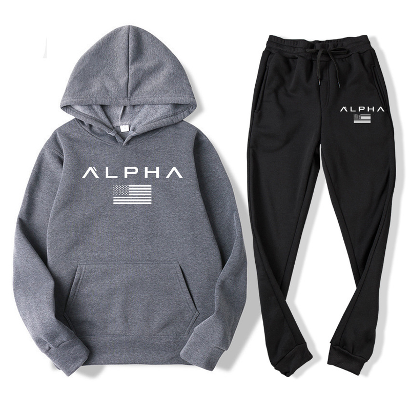 Maglione da uomo set maglione felpato pantaloni casual felpa sportiva aspetto autunno e inverno set di due pezzi_voghion.com