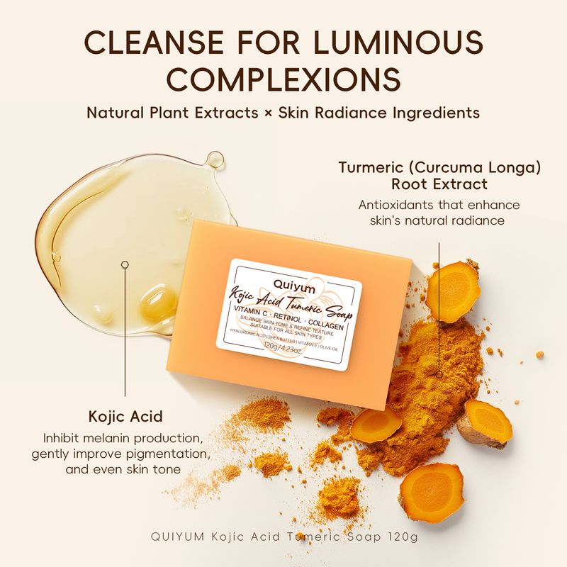 QUIYUM Sapone fatto a mano pulito all'acido cogico 120 g Sapone agli oli essenziali_voghion.com
