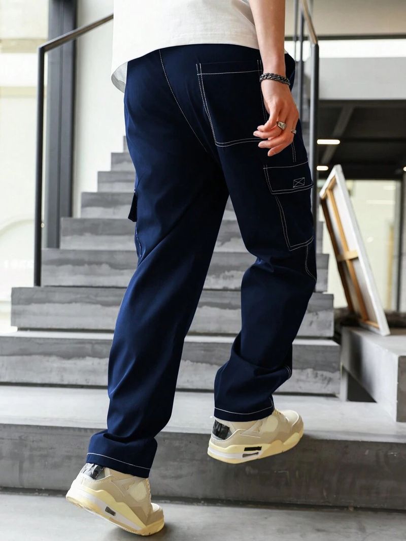 Lässige Cargohose für Herren – Relaxed Fit Jogginghose mit Kordelzug in Schwarz/Weiß/Marineblau (Größen S-XXL)_voghion.com