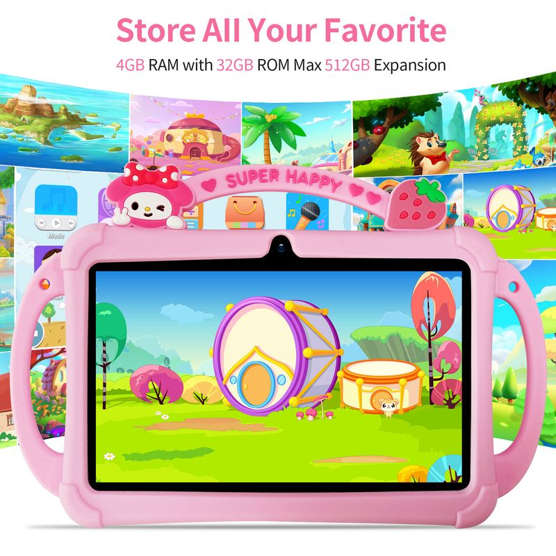 7" Kids Tablet With Protective Case - Early Learning & Entertainment, Safe & Durable_voghion.com