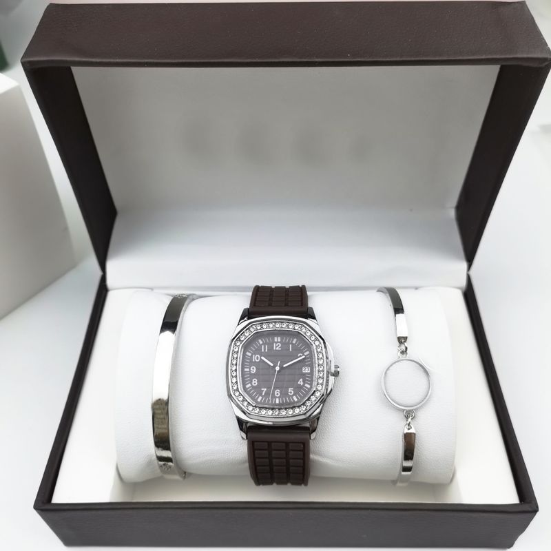 3-delat set, Nautilus-serien, herr- och kvartsklocka, stålarmband med diamant, handgranatklocka för kvinnor_voghion.com