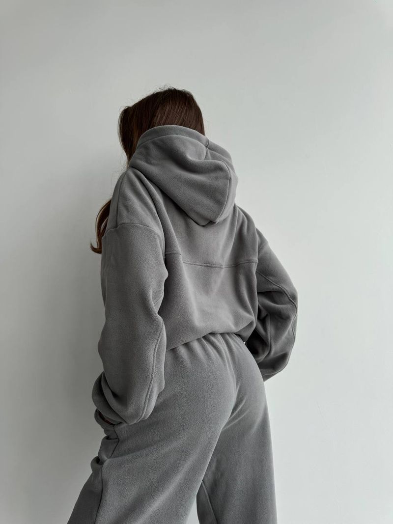 Conjunto de sudadera con capucha extragrande y pantalón jogger para mujer - Conjunto de dos piezas con forro polar en gris y caqui | Comodidad con cordón y estilo urbano_voghion.com