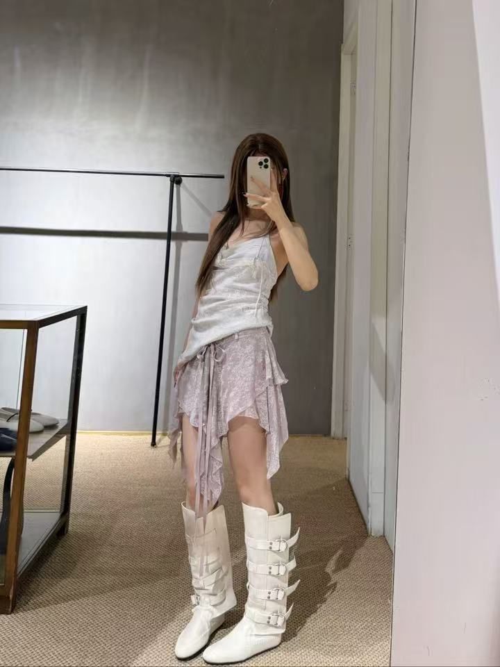 Damen Boxstiefel Rindsleder Neue Gürtelschnalle Weiß Boxen Für Frauen Echtes Leder Abnehmen Hohe Rohr Reiten Western Lange Stiefel_voghion.com