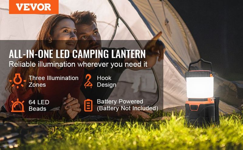 VEVOR LED Camping Lantern Battery Powered All-in-one For Exceptional Experience_voghion.com