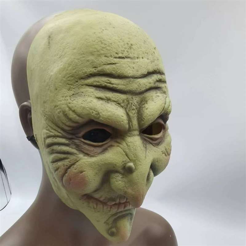 Old man mask head set Halloween Fool's Day masquerade party granny face wig witch mask_voghion.com