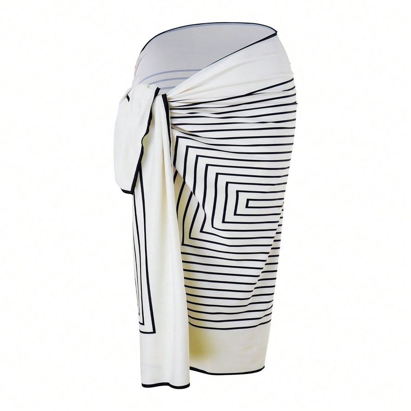 Women’s Clothing Summer pattern swimsuit bikini suspender swimsuit black and white color matching generous and simple_voghion.com