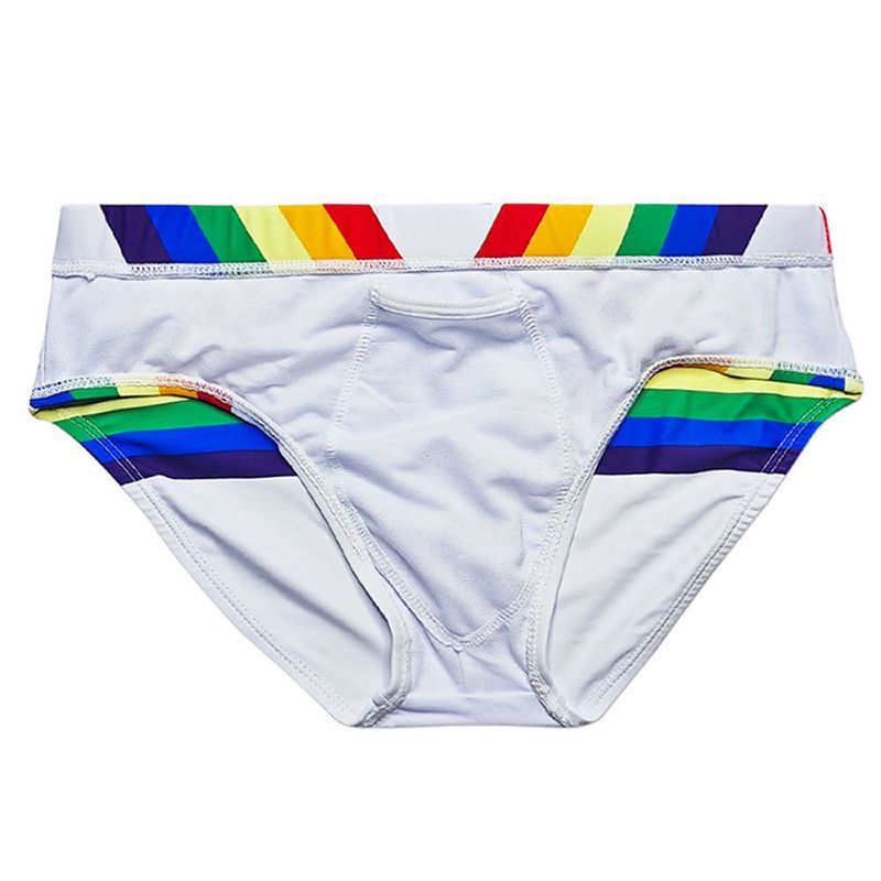 UXH Rainbow New Swim Trunks With Cup Sexy Close-fitting Quick-dry Sports Triangle For Men_voghion.com