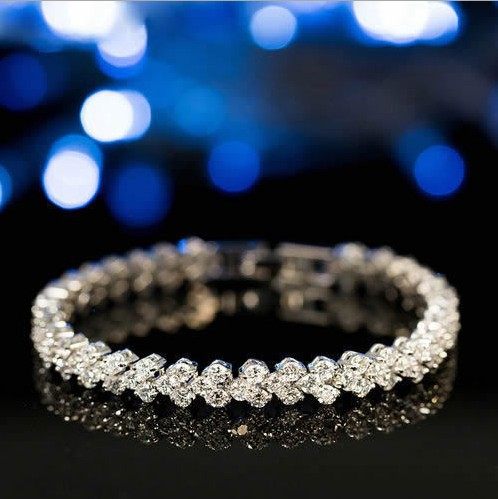 Luxus Réimescht Kristallarmband fir Fraen Moud Häerzkette Armbänner Strass Armband Hochzäit Brautschmuck Kaddoen_voghion.com