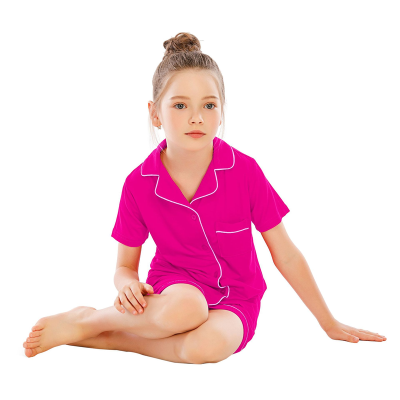 Women's clothing pajamas for boys and girls short-sleeved shorts suits comfortable cardigan modal lapel new home clothes_voghion.com