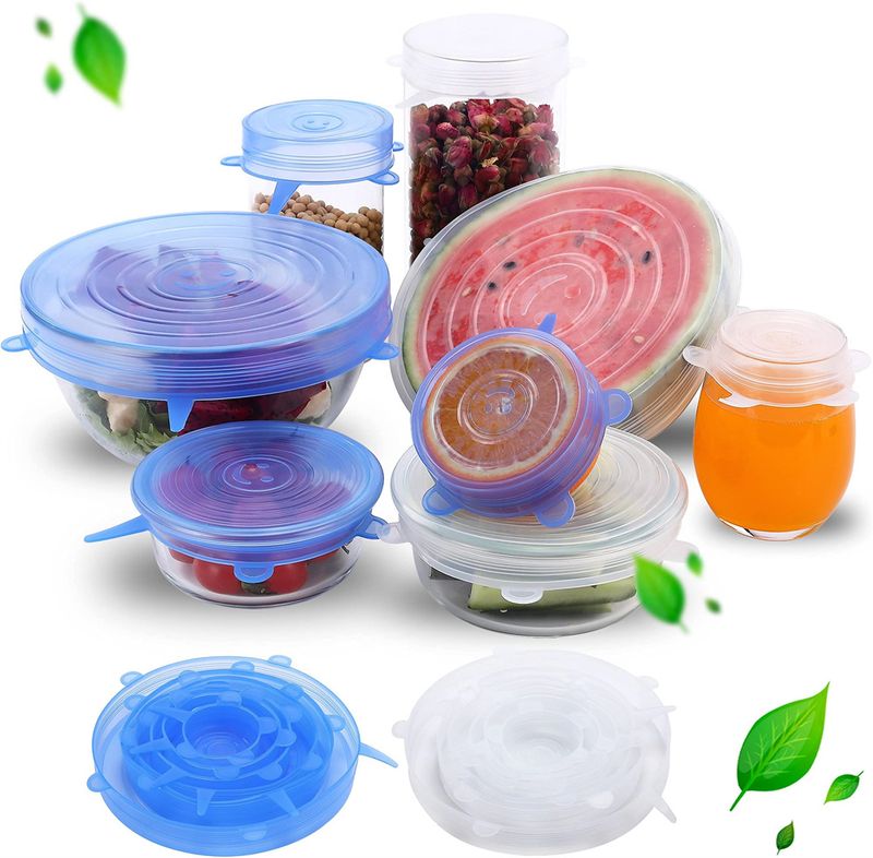 6Pcs Food Grade Silikon Erhaltung Abdeckung Wiederverwendbare Luftdichte Lebensmittel Universal Gericht Stretch Runde Deckel Für Küche Zubehör_voghion.com