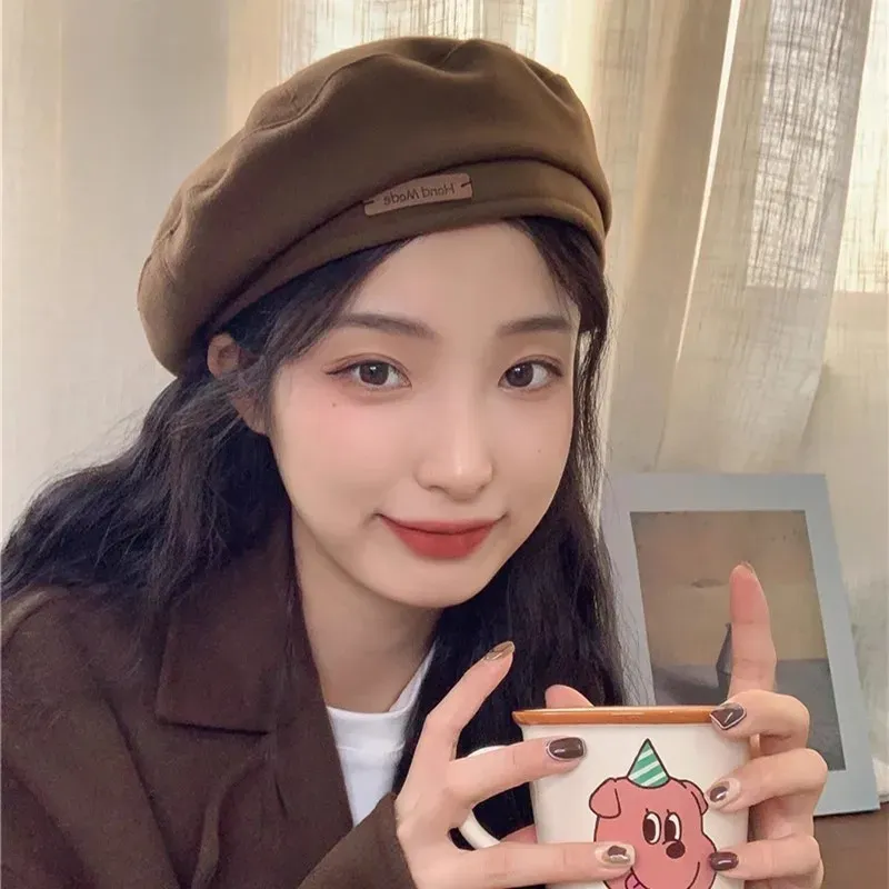 Neuheiten Herbst Winter Neue süße kühle leichte Wollmützen Mode Britischer Künstlerstil Retro Vielseitige Baskenmützen für Frauen_voghion.com