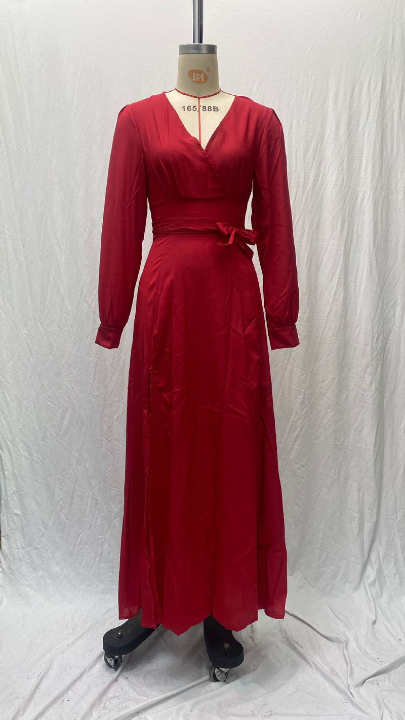 women's fashion sexy temperament deep V neck solid color dress dress_voghion.com