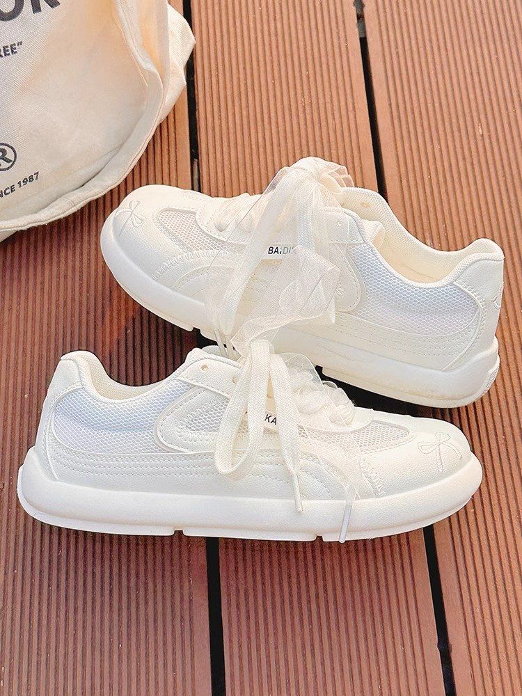 Little White Shoes Women's Skirt Shoes Breathable And Not Stuffy Feet Mesh Mesh Shoes Women's Ballet Style Moral Training Board Shoes_voghion.com