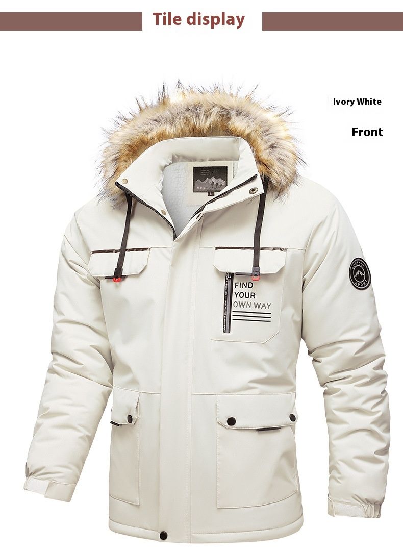 Gute plus samt dicke Arbeitskleidung für Herren Frühling und Herbst Casual Fashion, abnehmbare Mütze Jacke Top_voghion.com