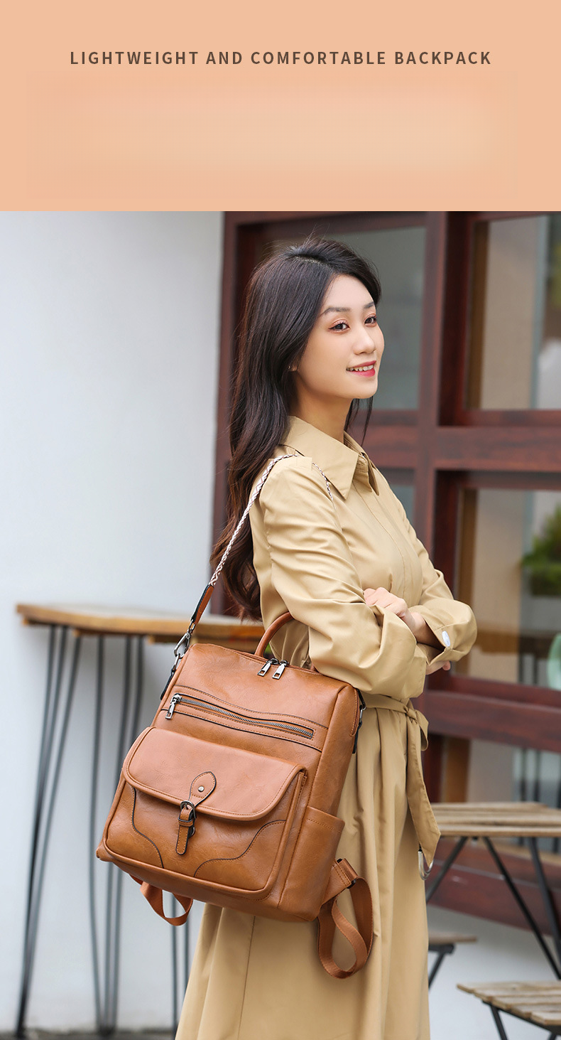 New Women's Backpack Lightweight Women's Retro Backpack Large Capacity Casual Travel Dual Use Shoulder Bag_voghion.com