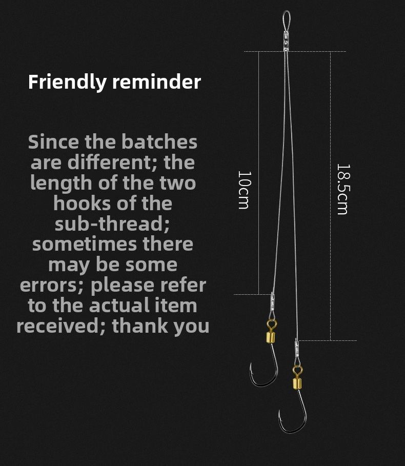Steel Wire Finished Sub-line Double Set Anti-tangle Pre-tied Anti-bite Swivel Rotating Fish Hook For Catching White_voghion.com