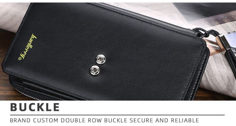 Portafoglio Baellerry da uomo, lungo, multifunzionale, borsa per cellulare, retrò, con cerniera, fibbia, all'ingrosso_voghion.com