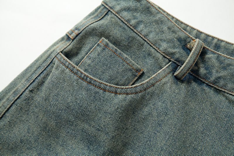 Îmbrăcăminte bărbătească Pantaloni scurți din denim rupți, spălați, cu gradient retro, de vară, personalizați, cu margini brute_voghion.com