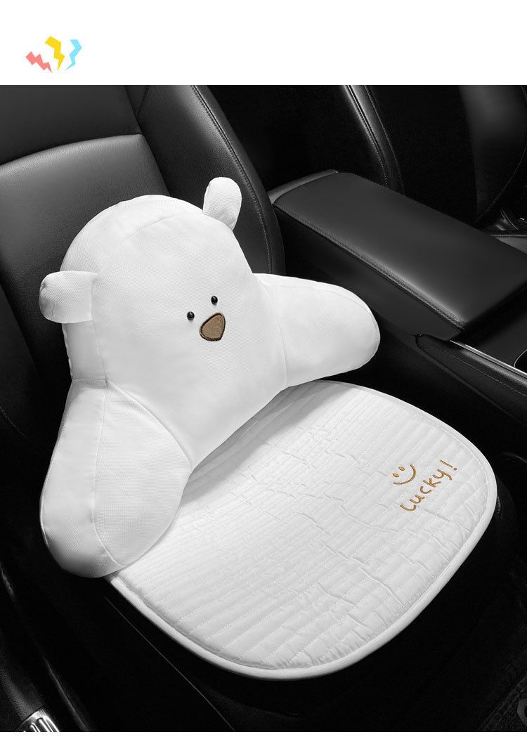 Car headrest Four Seasons universal Ice Silk cartoon wind Bear fire neck protection waist support car universal car headrest_voghion.com