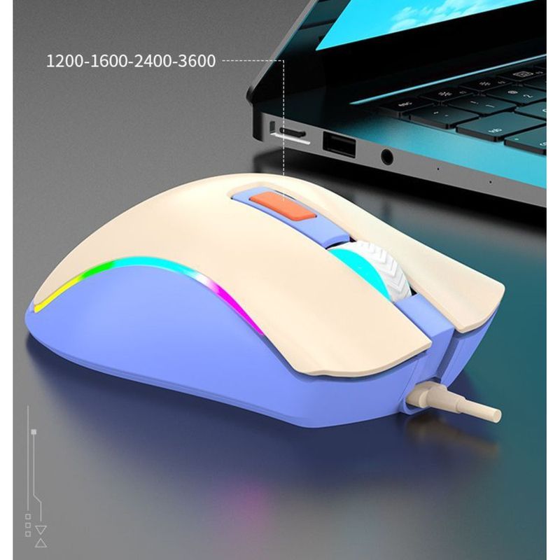 Xuan Silver Fox H1 Wired Three-Color Luminous Gaming Office Mouse 6D Buttons 4 DPI Levels Universal USB_voghion.com