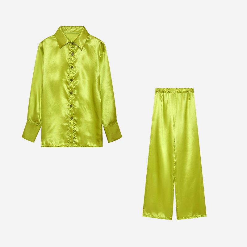 Completo casual alla moda in raso da donna - Elegante abito ampio a maniche lunghe per l'uso quotidiano Abbigliamento da donna_voghion.com
