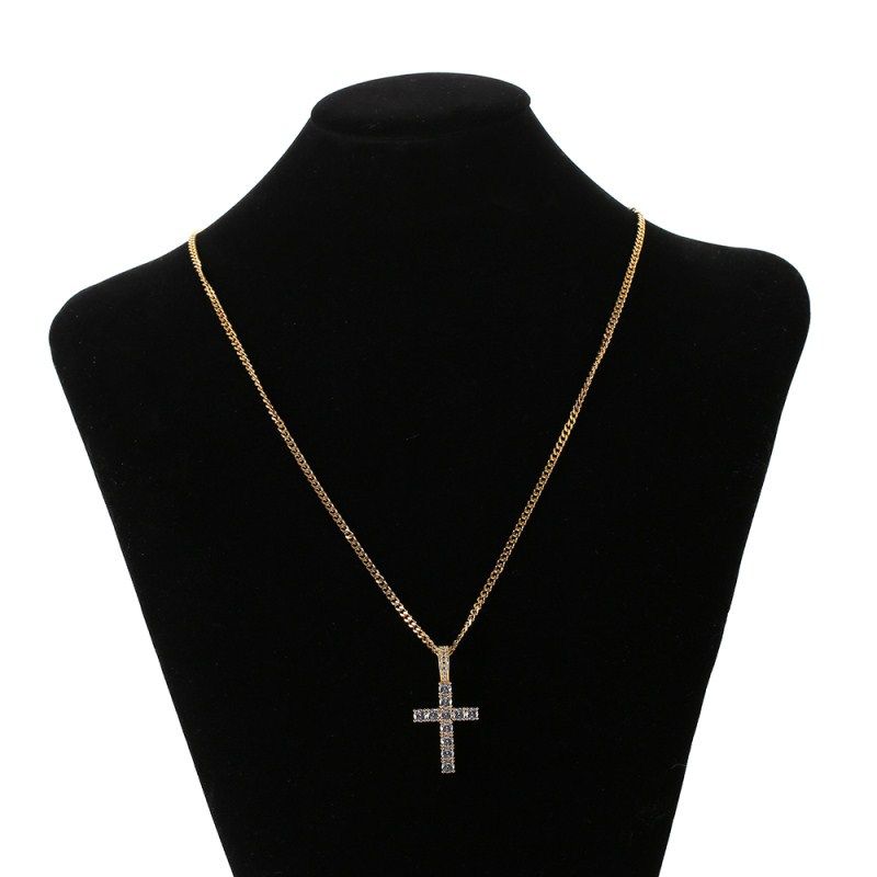 Collana con ciondolo a croce Hip Hop, micro pavé di zirconi grandi, gioiello alla moda per uomo._voghion.com