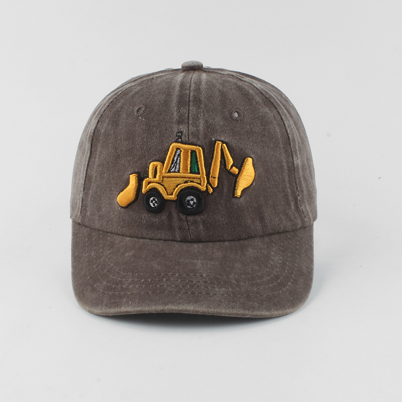 Gorros de béisbol lavados de algodón para bebé, gorra con bordado de excavadora de dibujos animados para niño, gorras Snapback de verano al aire libre para niño y niña_voghion.com
