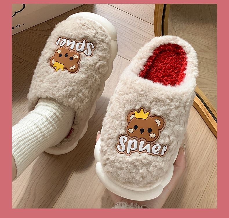 Pantofole invernali in peluche per donna e uomo - Calde pantofole antiscivolo per interni ed esterni con graziosi disegni di orsi e coniglietti (diversi colori e taglie)_voghion.com