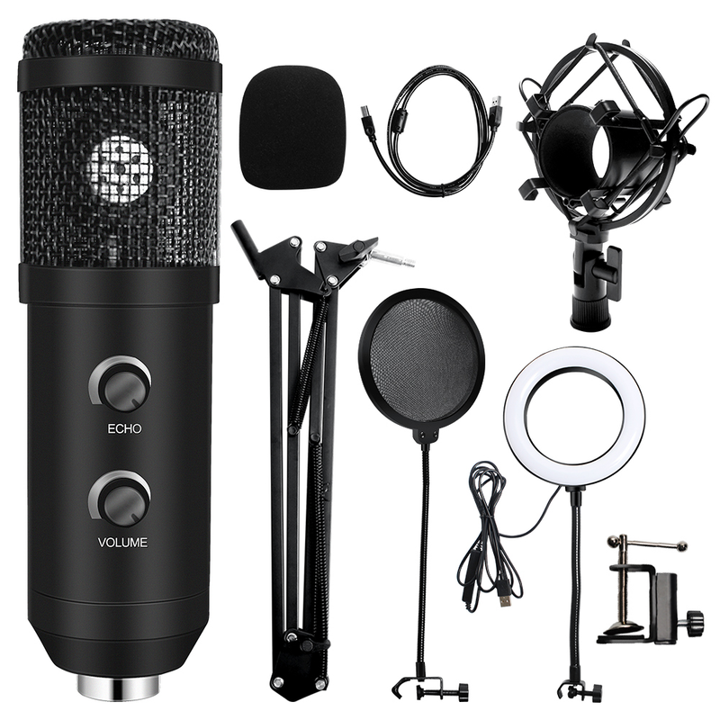 E20 PC-microfoon USB-microfoon met 6 inch ringlichtarmstandaard Professionele ringlichtstudiokit voor YouTube Video Popcast_voghion.com