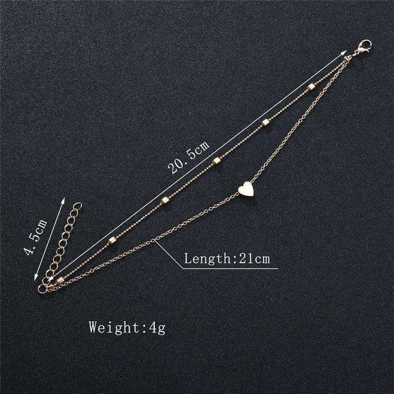 Modisches doppellagiges Strand-Fußkettchen für Frauen, exquisiter Herz-Fußschmuck_voghion.com