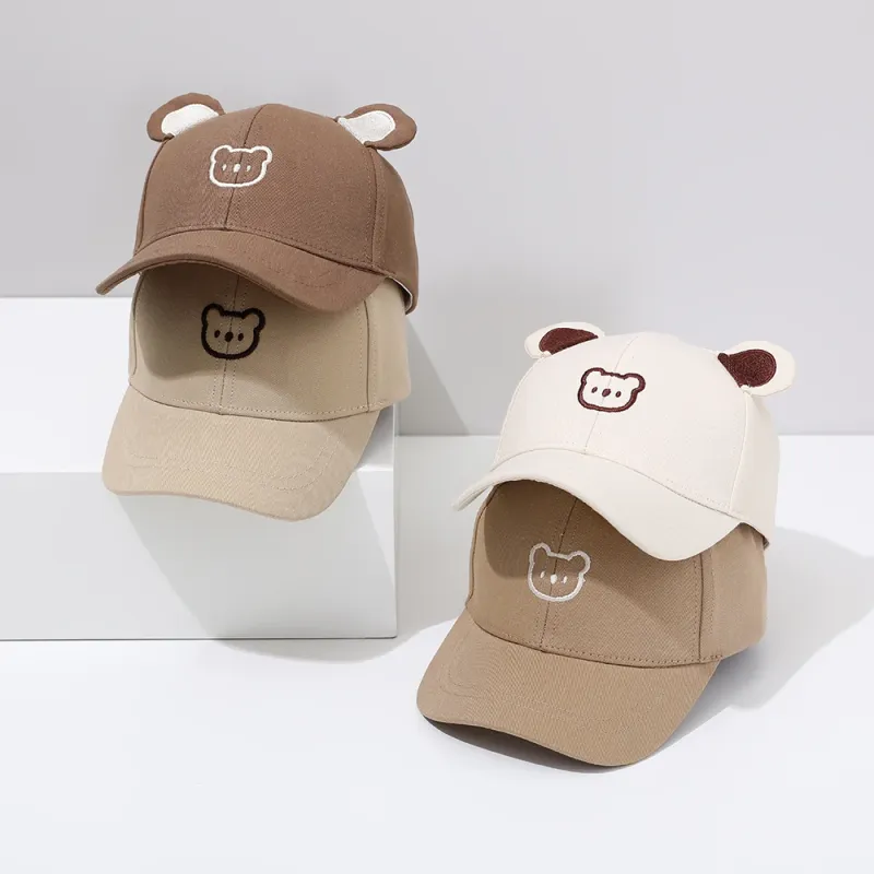 Recién llegados, gorra para bebés, visera para niños y niñas, para exteriores, con cierre trasero, diseño de oso de dibujos animados, gorra de béisbol para niños pequeños, sombreros para el sol de verano para niños_voghion.com