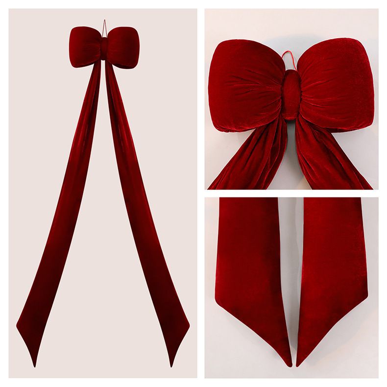 150CM Velvet Christmas Bow Decor – Elegant Holiday Ribbon For Tree, Mantel & Gift Wrapping (Wine Red/Bright Red)_voghion.com