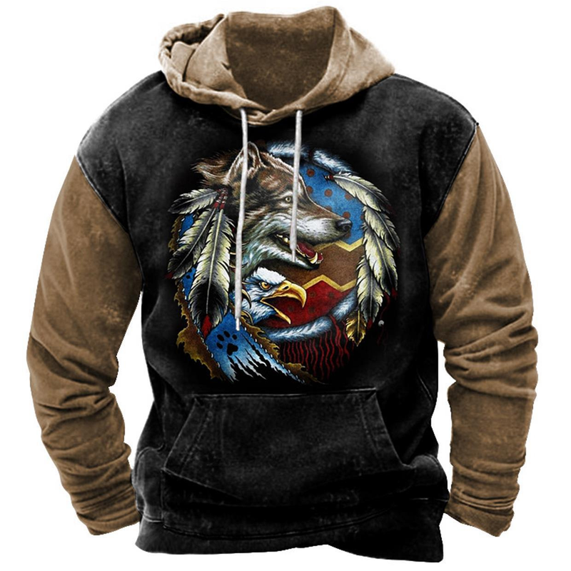 Felpa con cappuccio da uomo tendenza Street Western Denim modello retrò Felpa con cappuccio da uomo stampata in 3D_voghion.com