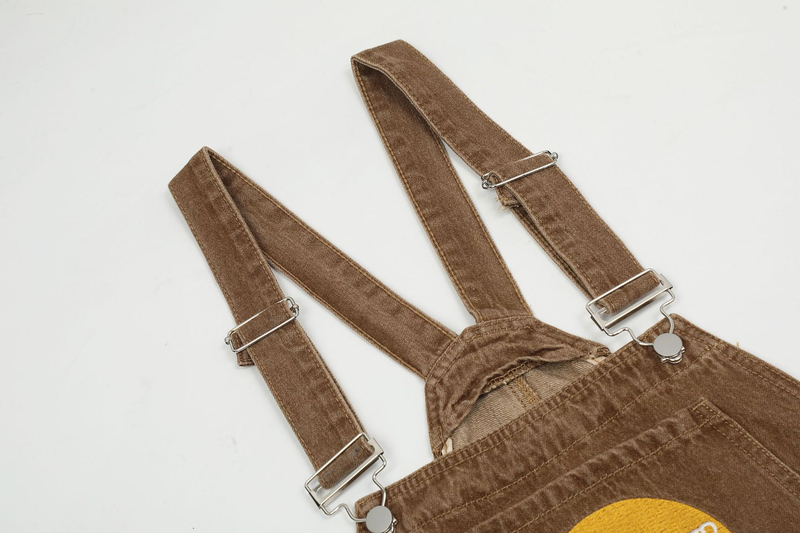 Men's vintage brown desert embroidered overalls_voghion.com