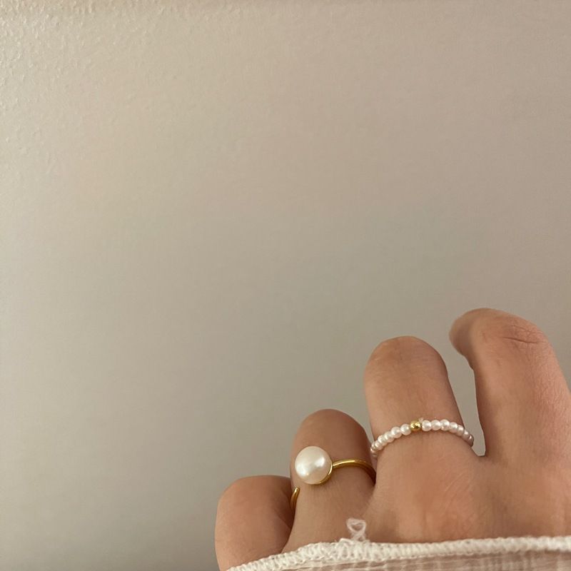 Shi Jia Light Luxury Mini Beaded Elastic Rope with No Hand Circumference Temperament Freshwater Pearl Ring_voghion.com