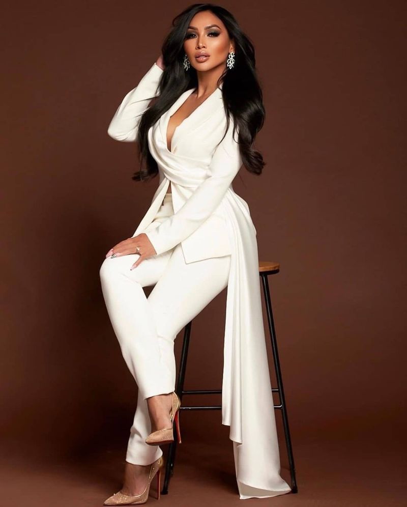 Women's sexy suit jacket two-piece solid color casual long-sleeved lapel button _voghion.com