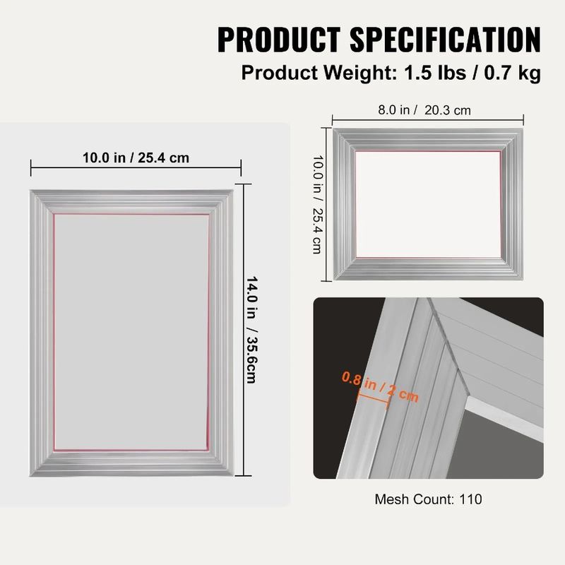 Frames Screen Silk Tapes Pieces 2 Count Mesh And 2 Screen Sque 10x14in Kit Printing 8x10 Printing Aluminum Screen 110 Printing_voghion.com