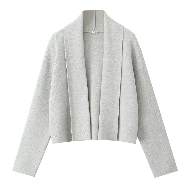 Cardigan in lana da donna, a maniche lunghe, aperto sul davanti, in maglia, vestibilità ampia, casual, moda autunno inverno_voghion.com