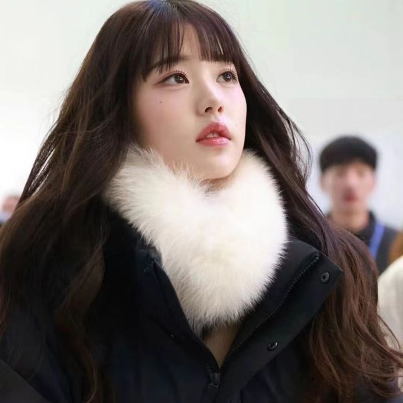 Sciarpa di volpe stile Zhang Yuanying, scaldacollo per donna, autunno inverno, collo di pelliccia caldo e spesso a doppia faccia, universale_voghion.com