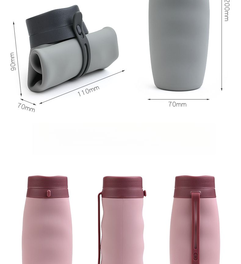 Borraccia sportiva portatile da 600 ml, resistente alle alte temperature, in silicone, pieghevole, per viaggi all'aperto_voghion.com